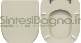 Copriwater > DEDICATO > Per vaso CESAME > Modello SINTESI > Colore CHAMPAGNE > Sedile wc in legno lavorato rivestito in resina di poliestere > Cerniere ottone cromato