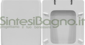 Copriwater > DEDICATO > Per vaso DOLOMITE > Modello EPOCA > Colore BIANCO > Sedile wc in legno lavorato rivestito in resina di poliestere > Cerniere ottone cromato