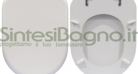 Copriwater > DEDICATO > DOLOMITE > Modello CLODIA > Colore > BIANCO > Sedile wc in legno lavorato rivestito in resina di poliestere > Cerniere ottone cromato