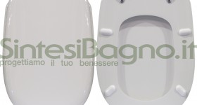 Copriwater > DEDICATO > Per vaso ASTRA > Modello GEMMA > Colore BIANCO > Sedile wc in legno lavorato rivestito in resina di poliestere > Cerniere ottone cromato
