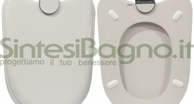 Copriwater > DEDICATO > Per vaso IDEAL STANDARD > Modello DIAGONAL > Colore BIANCO STANDARD > Sedile wc in legno lavorato rivestito in resina di poliestere > Cerniere ottone cromato