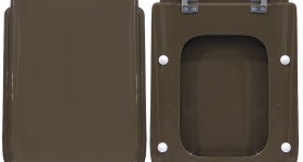 Copriwater > DEDICATO > Per vaso DOLOMITE > Modello CASTORO > Colore BIANCO > Sedile wc in legno lavorato rivestito in resina di poliestere > Cerniere ottone cromato