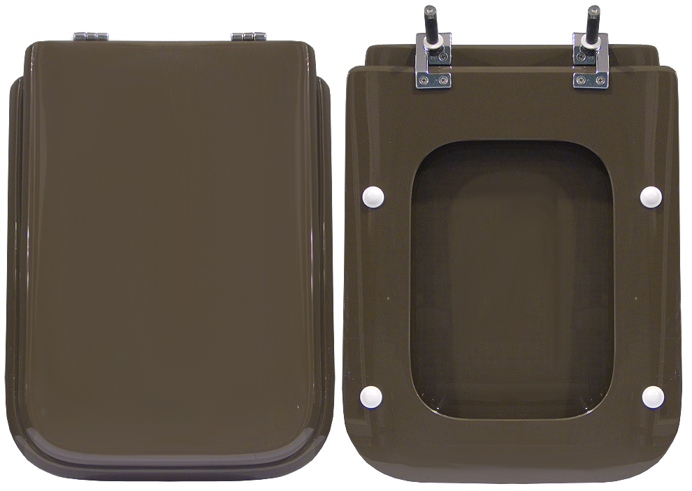 Copriwater > DEDICATO > Per vaso DOLOMITE > Modello CASTORO > Colore BIANCO > Sedile wc in legno lavorato rivestito in resina di poliestere > Cerniere ottone cromato