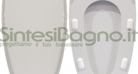 Copriwater > DEDICATO > Per vaso IDEAL STANDARD > Modello X-L > Colore BIANCO > Sedile wc in legno lavorato rivestito in resina di poliestere > Cerniere ottone cromato