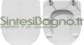 Copriwater > DEDICATO > Per vaso FLAMINIA > Modello LINK > Colore BIANCO > Sedile wc in legno lavorato rivestito in resina di poliestere > Cerniere ottone cromato