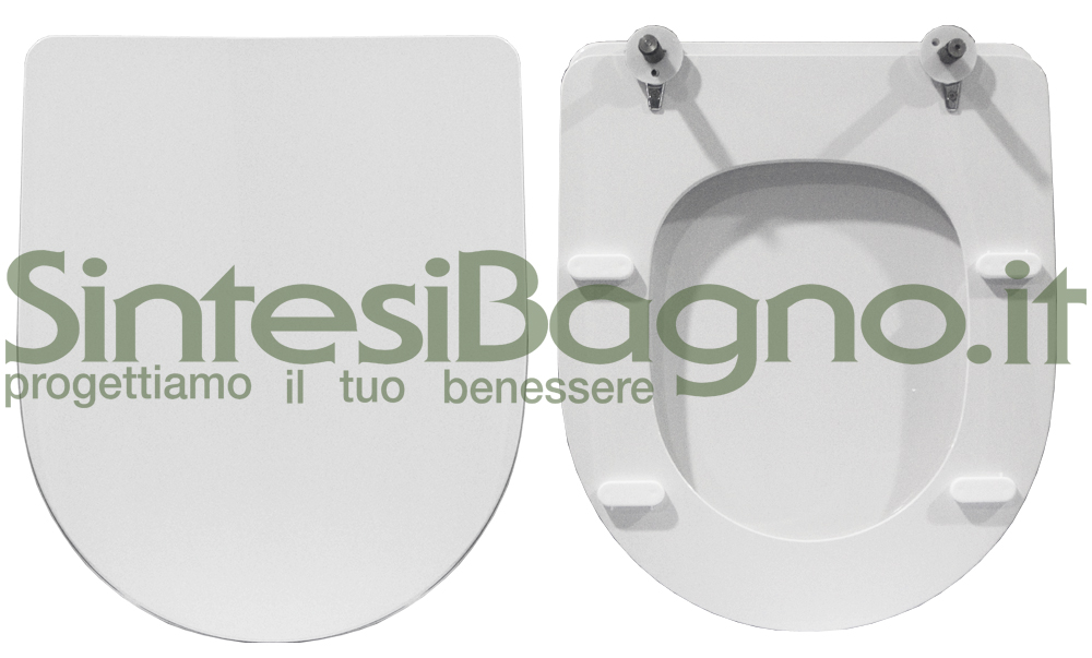 Copriwater > DEDICATO > Per vaso FLAMINIA > Modello LINK > Colore BIANCO > Sedile wc in legno lavorato rivestito in resina di poliestere > Cerniere ottone cromato