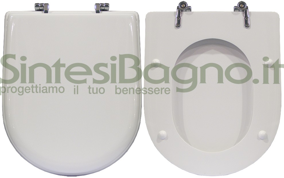 Toilet seat>DEDICATED> For POZZI GINORI toilet bowl>YDRA model> Colour WHITE>Toilet seat made of wood coated with polyester resin> Chrome plated brass hinges